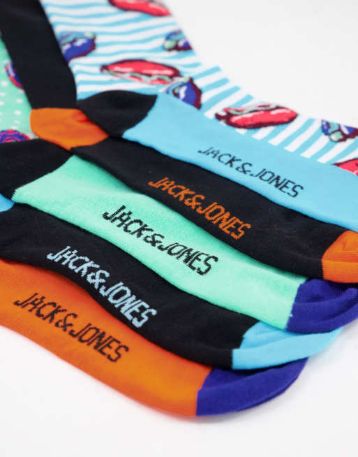 Jack & Jones - Confezione da 5 paia di calzini con stampa di cibo multicolore, 3 di 4