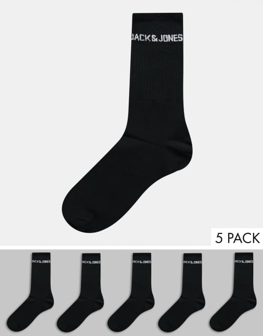 Jack & Jones - Confezione da 5 paia di calzini neri con logo