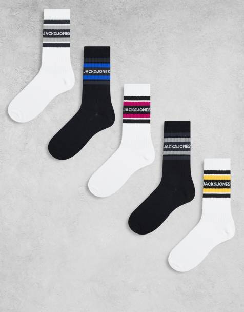Jack & Jones - Confezione da 5 paia di calzini sportivi con righe multicolore - view 1