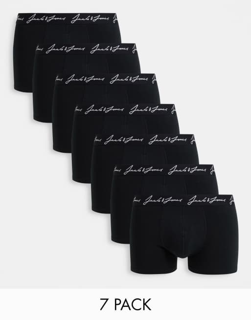 Jack & Jones - Confezione da 7 boxer aderenti neri