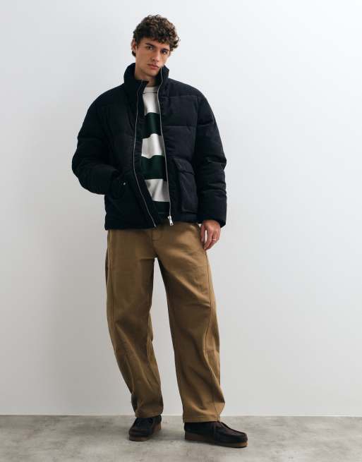 Jack & Jones cord double pocket puffer in dark gray, 2 of 5