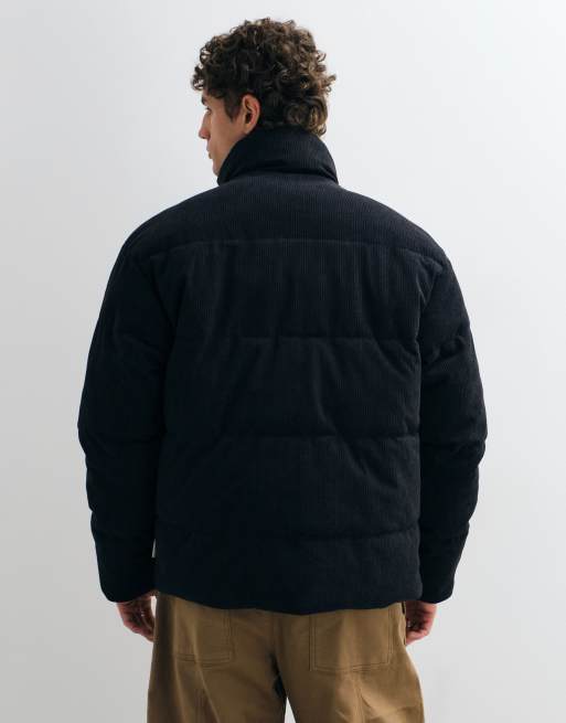 Jack & Jones cord double pocket puffer in dark gray, 3 of 5
