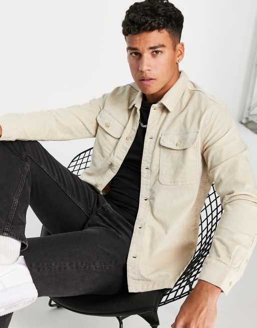 Jack & Jones cord overshirt in beige | ASOS