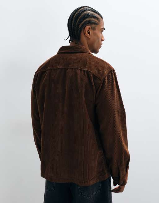 Jack & Jones Cord-Overshirt mit Reißverschluss in Braun, 4 von 5