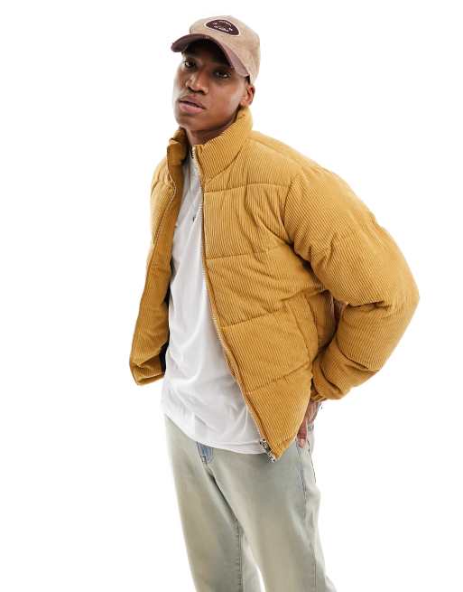 Orange cord puffer on sale jacket