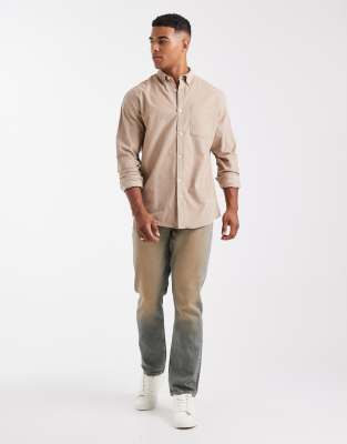 Jack & Jones Cord Shirt With Pocket In Neutral