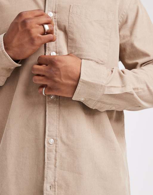 Jack & Jones cord shirt with pocket in beige, 5 of 5