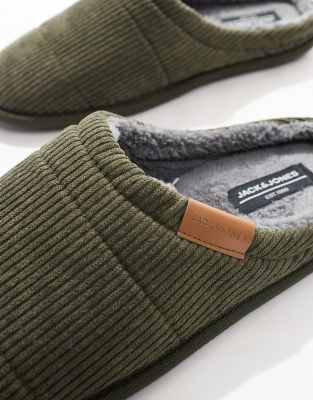 Jack & Jones Cord Slipper In Green