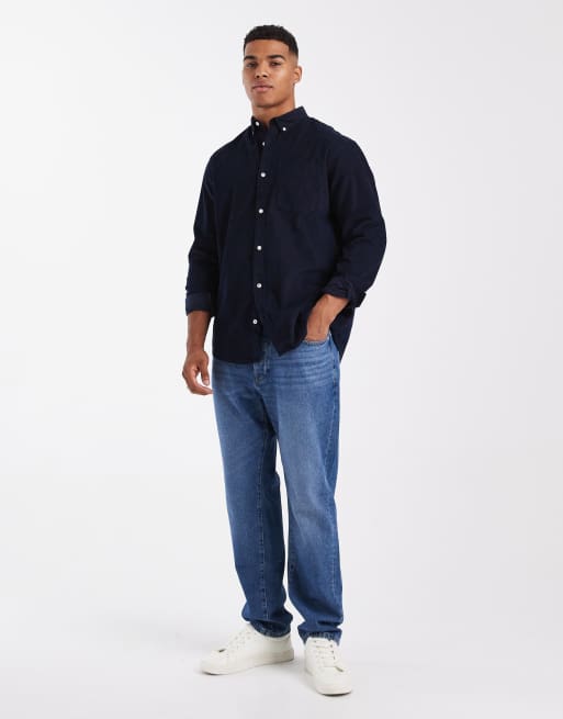 Jack & Jones - Corduroy overhemd met zak in marineblauw, 2 van 5