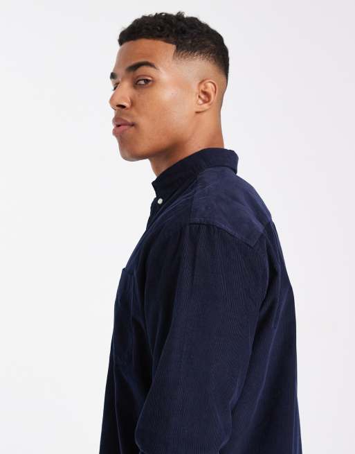 Jack & Jones - Corduroy overhemd met zak in marineblauw, 4 van 5
