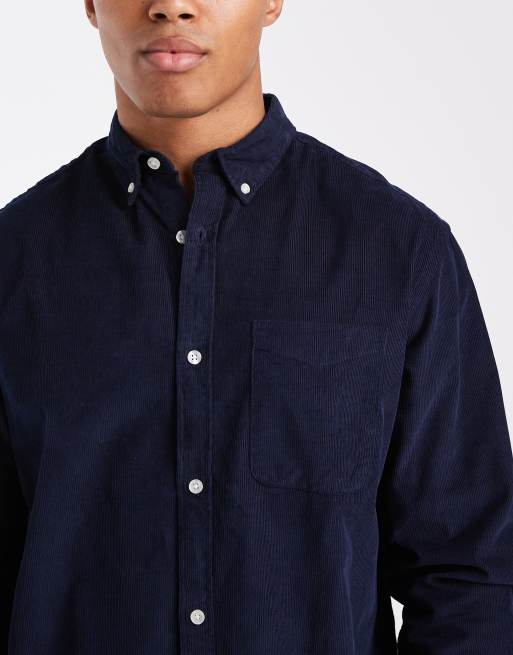 Jack & Jones - Corduroy overhemd met zak in marineblauw, 5 van 5