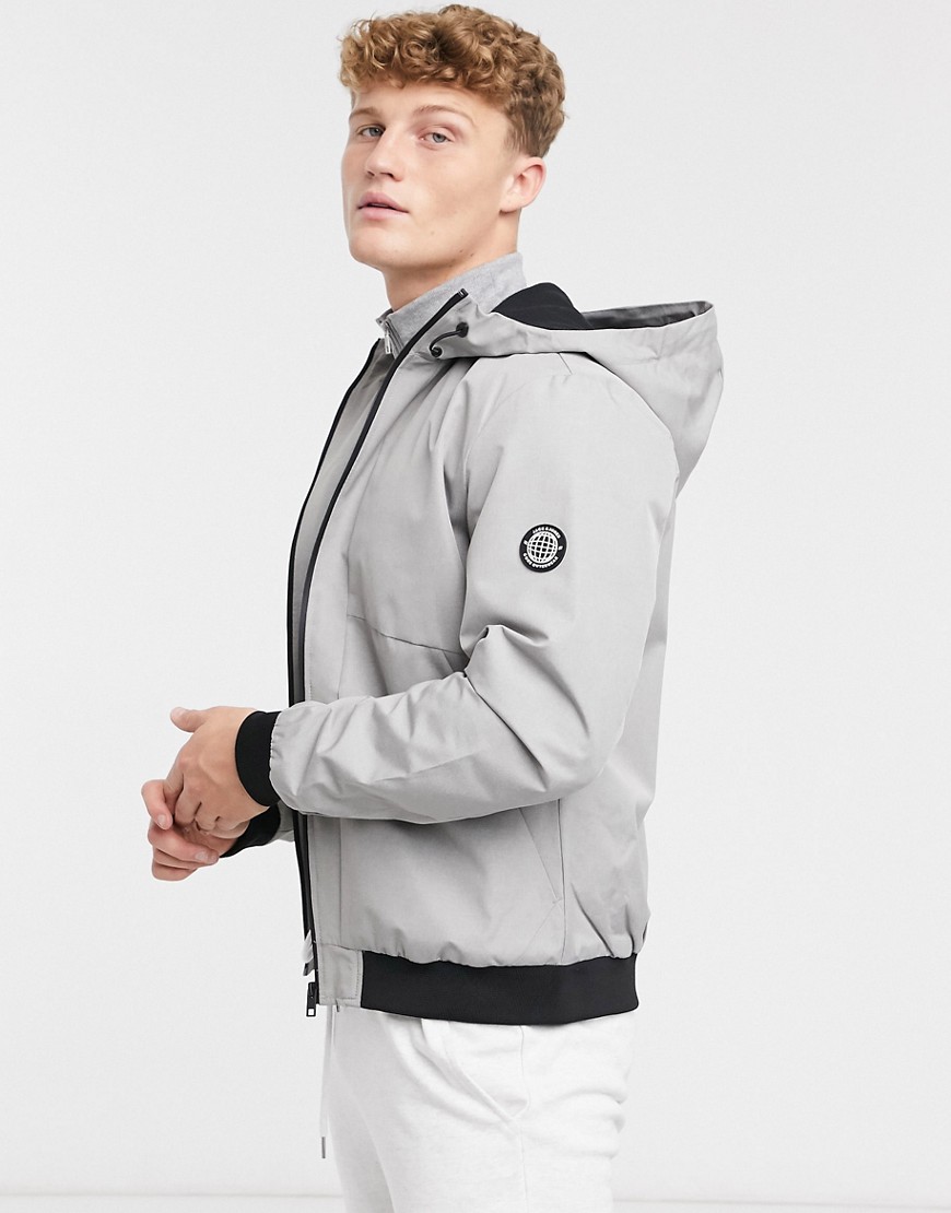 Jack & Jones Core Bionic showerproof hooded jacket in gray-Grey