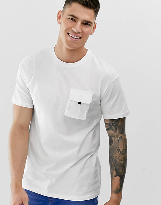 Jack & Jones Core box fit utility t-shirt in white | ASOS