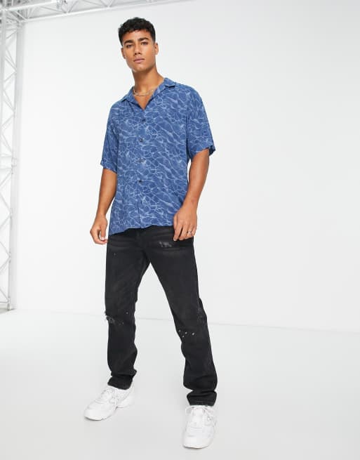 Jack & Jones Core - Chemise imprimée avec manches courtes et col à revers - Bleu , 3 de 4