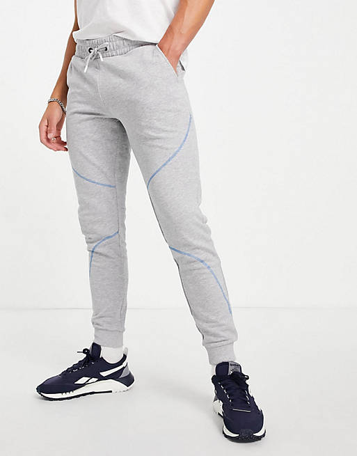 Jack & Jones Core co-ord joggers with contrast stitch in grey