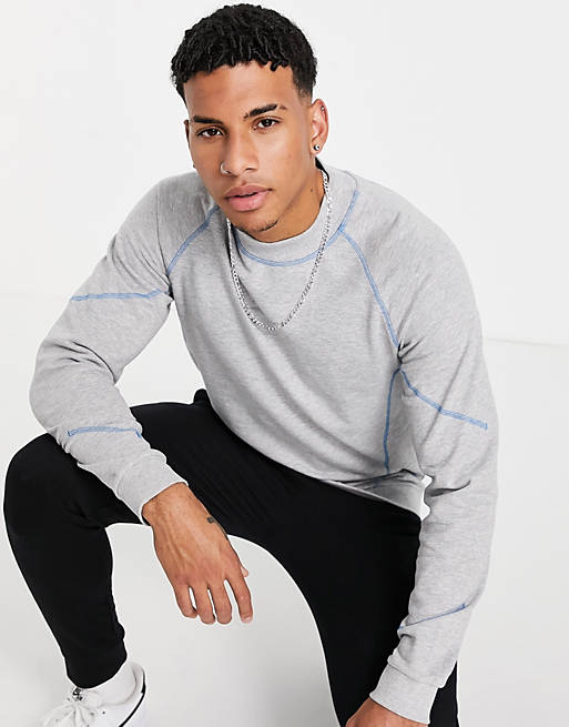 Jack & Jones Core co-ord sweat with high neck & contrast stitch in grey