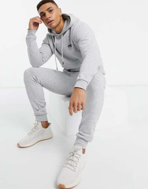 Slim fit grey discount tracksuit