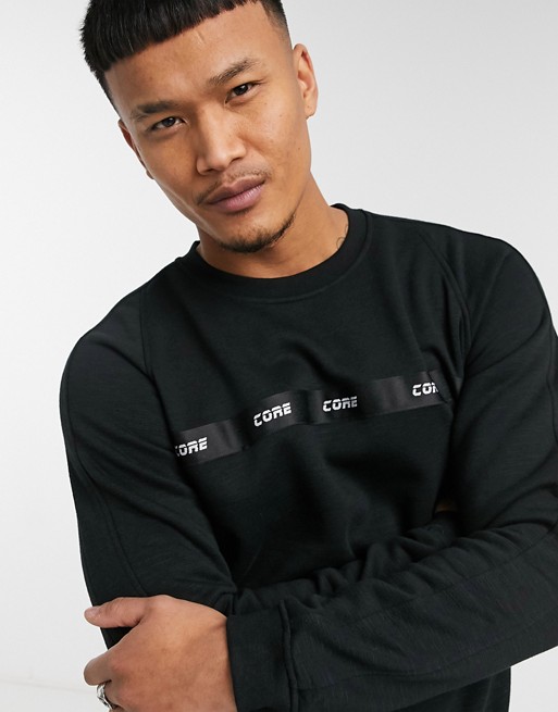 Jack & Jones Core – Czarna bluza dresowa z taśmą z logo, część zestawu KEIX