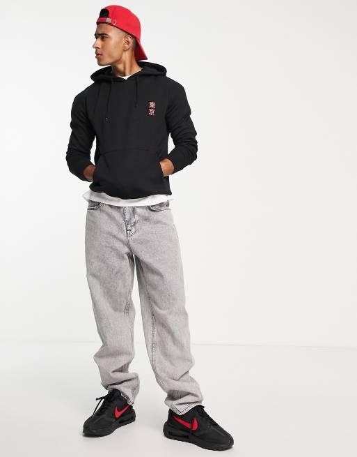 Jack & Jones – Core – Czarna bluza z kapturem oversize i nadrukiem orła na plecach , 4 z 4