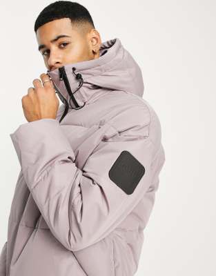 Jack & Jones Core puffer with heated liner jacket in light mauve - ASOS Price Checker