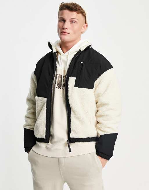 Verbieden uitzondering Direct Jack & Jones Core fleece jacket with mountain embroidery in white | ASOS