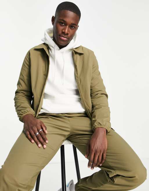 Jack & Jones Core - Giacca stile coach in nylon marrone in coordinato