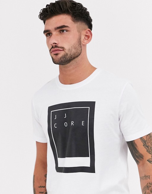 Jack & Jones Core graphic block t-shirt in white