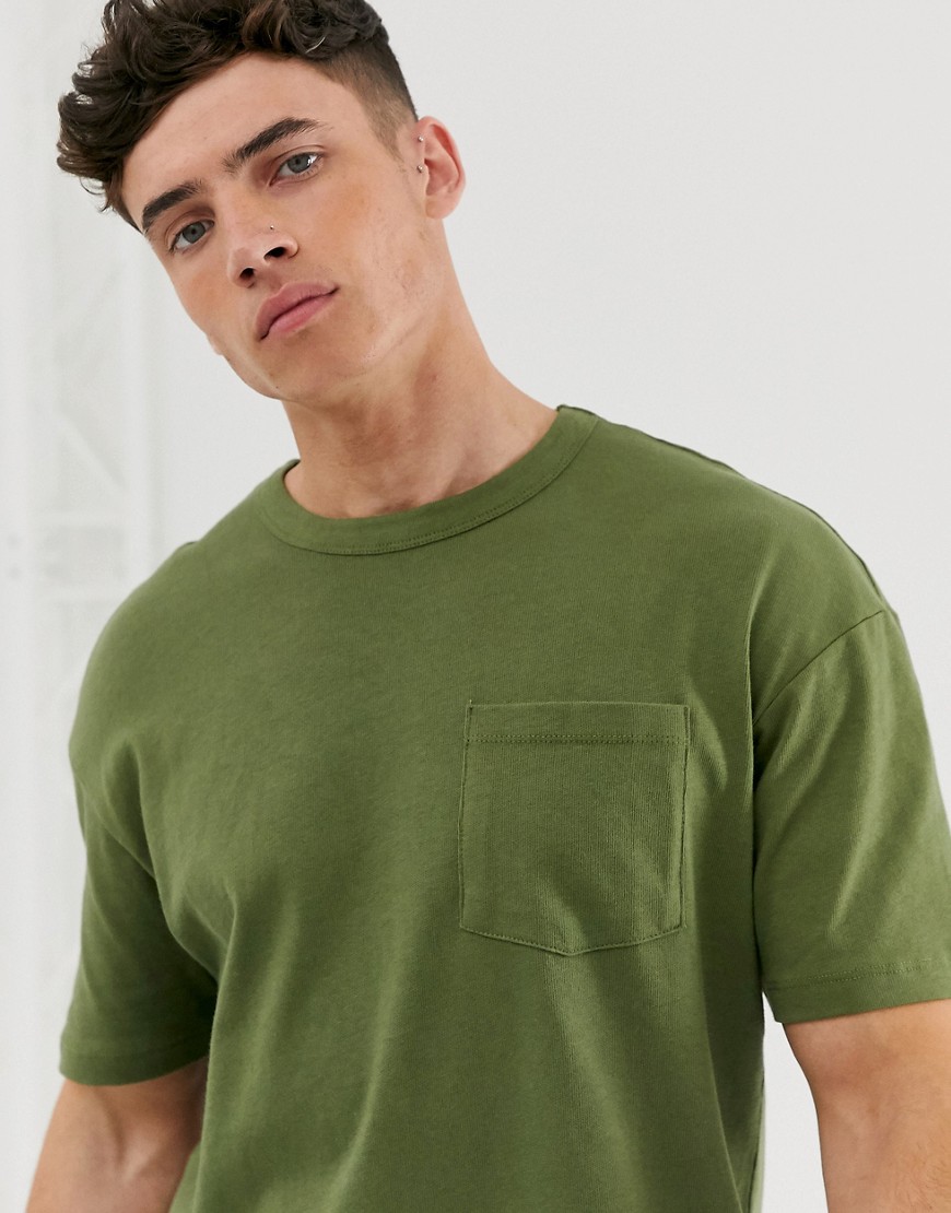 Jack & Jones – Core – Grön t-shirt i oversize-modell med logga och ficka