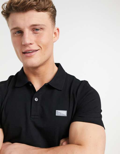 Jack & Jones Core jersey polo in black ASOS