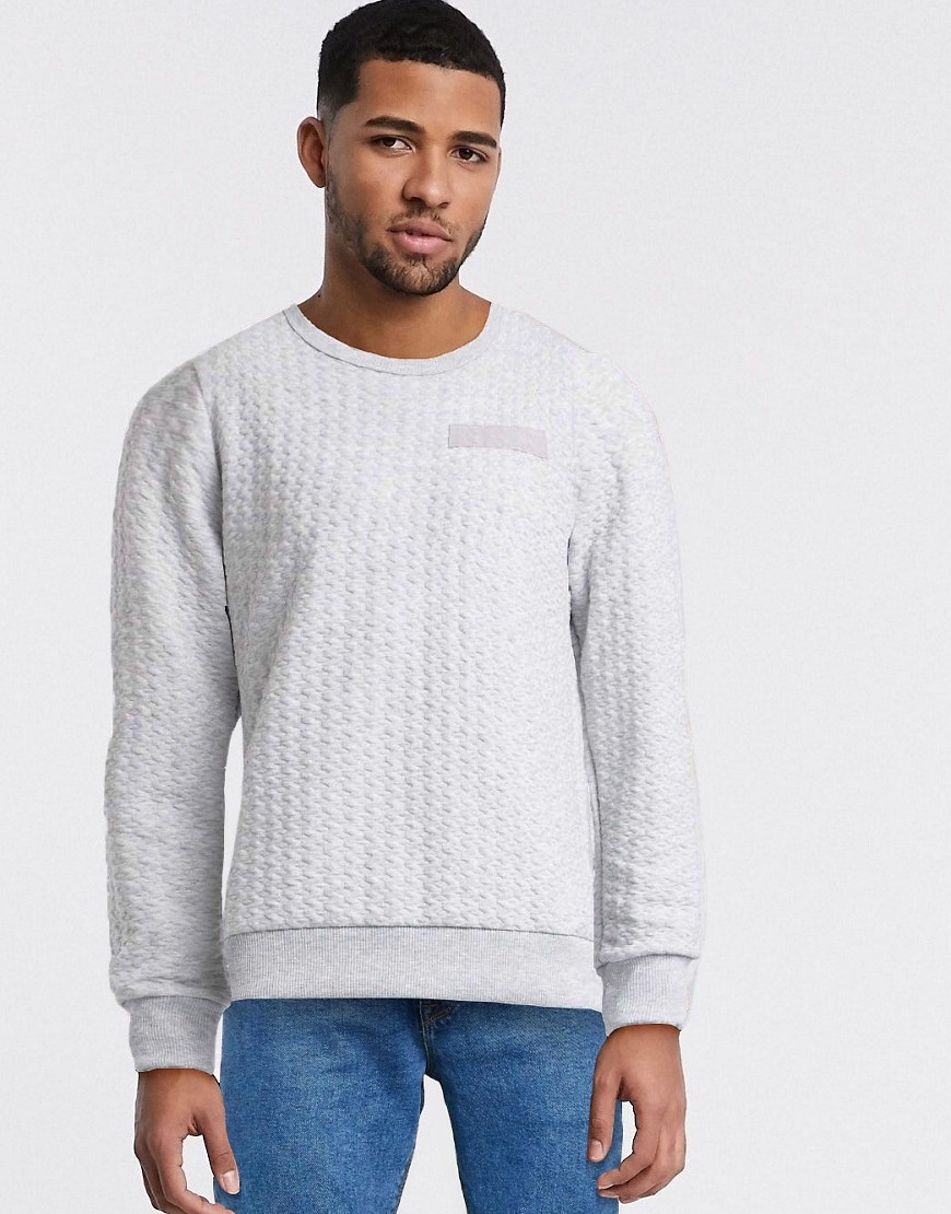 Jack & Jones – Core – Ljusgrå strukturerad sweatshirt