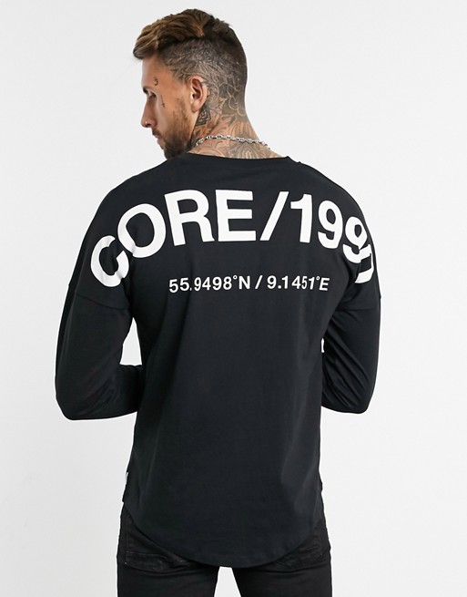 Jack & Jones Core long sleeve t-shirt with large back print in black