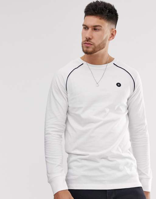 Jack & Jones Core long sleeve t-shirt with raglan tipping in white ...