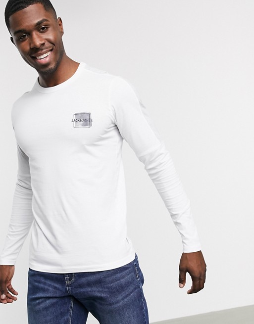 Jack & Jones Core long sleeve top with chest logo in white