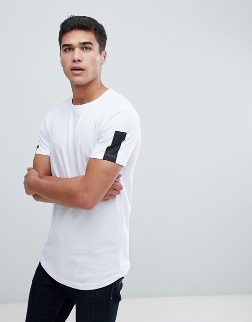 Jack & Jones Core Longline T-Shirt With Sleeve Stripe | ASOS