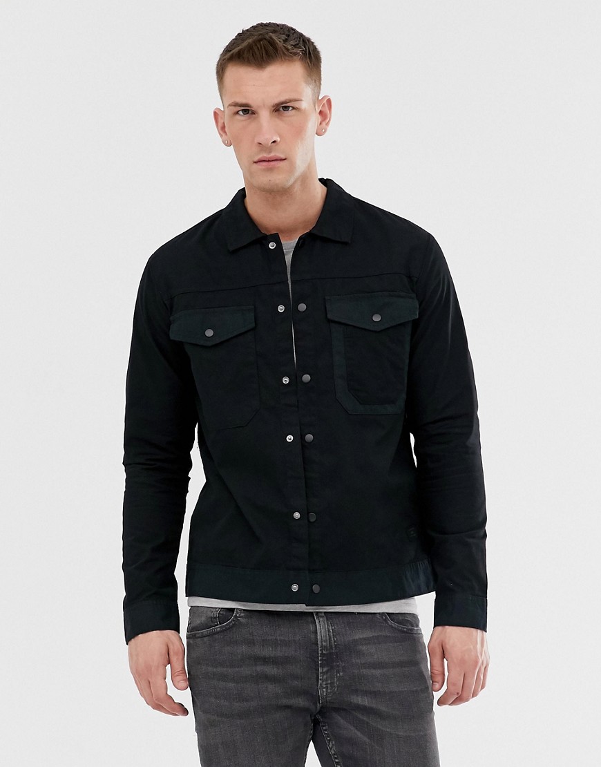 Jack & Jones Core overshirt jacket in black twill