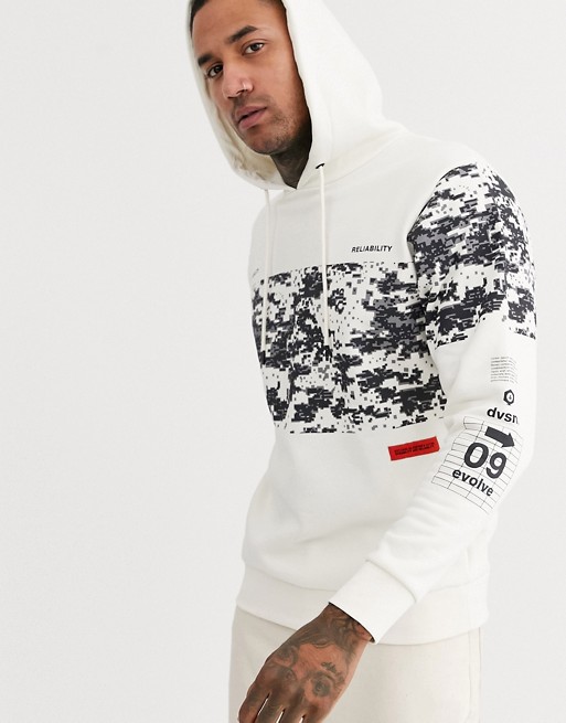 Jack & Jones Core oversize fit logo hoodie in off white