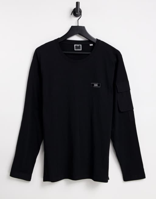 Jack & Jones Core - Oversize langærmet T-shirt med lomme på armen i sort