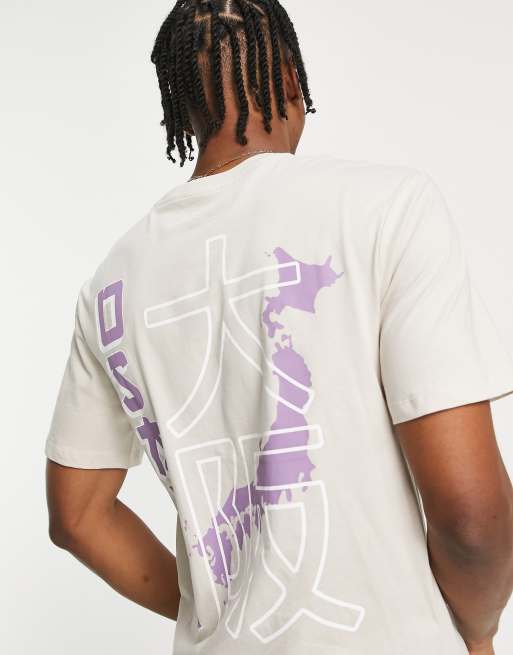 Jack & Jones Core - Oversized T-shirt met Japanse print op de achterkant in stone, 3 van 4