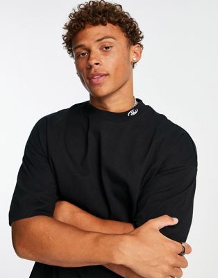 Jack & Jones Core oversized t-shirt with collar embroidery in black - ASOS Price Checker