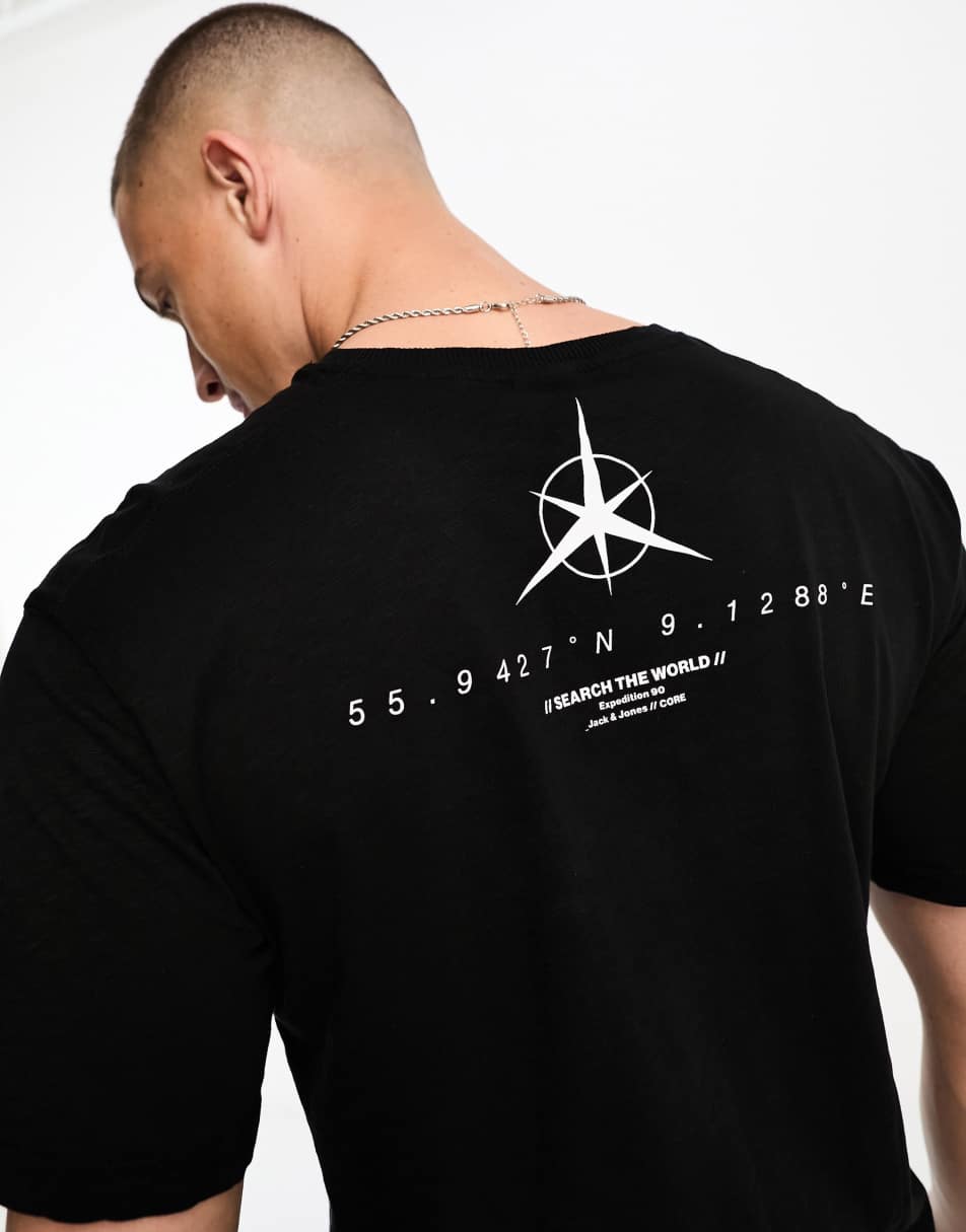 Jack & Jones Core oversized t-shirt with navigation back print in black co-ord