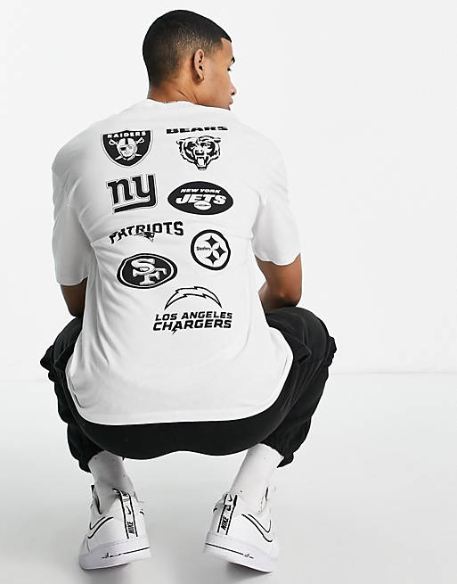 Anoi boom corruption Jack & Jones Core oversized t-shirt with NFL back print in white | ASOS