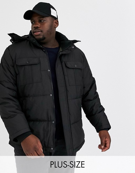 Jack & Jones Core padded jacket with hood in black