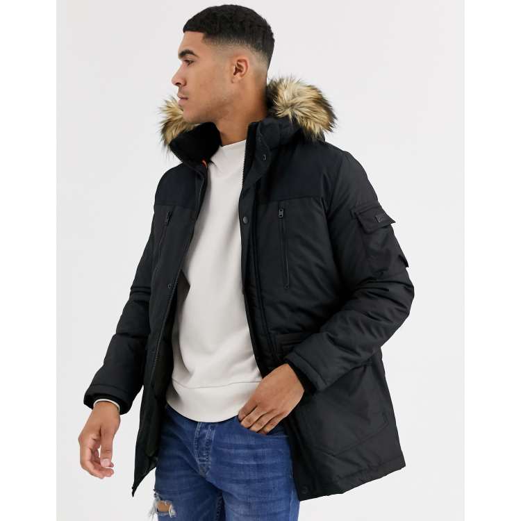 Jack and jones core ernst fur hooded jacket sale