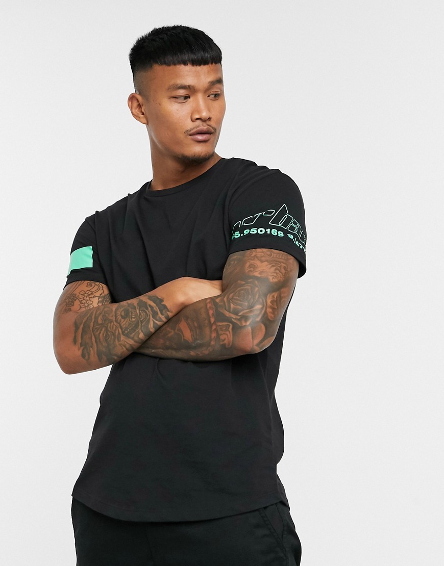Jack & Jones Core relaxed fit shoulder graphic t-shirt in black