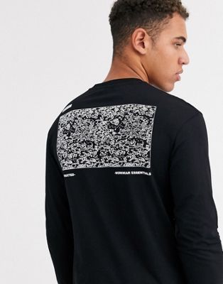 Jack & Jones – Core – Svart långärmad t-shirt med avslappnad passform och logga baktill