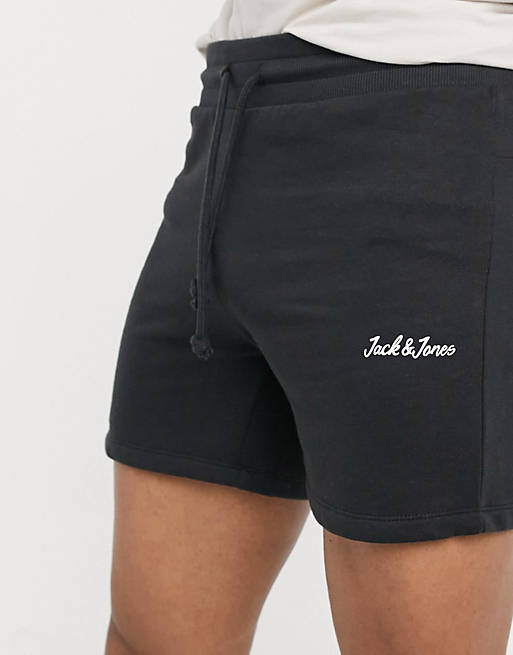 Jack & Jones Core sweat shorts with script logo in black | ASOS