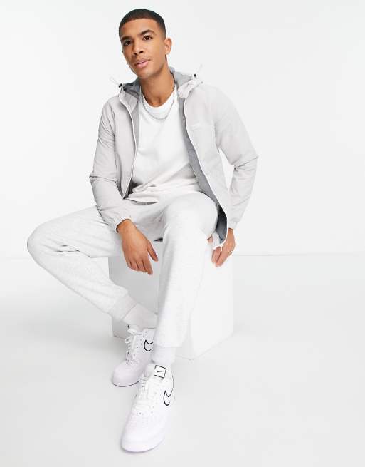 Jack & Jones – Core – Szara lekka kurtka z kapturem i zapięciem na suwak