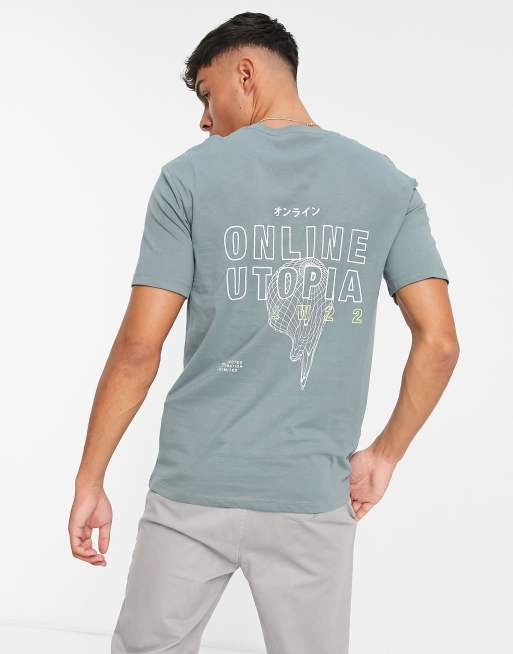 Jack & Jones - Core - T-shirt avec impression numérique au dos - Bleu 