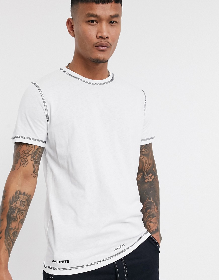 Jack & Jones - Core - T-shirt comoda bianca con cuciture a contrasto-Bianco