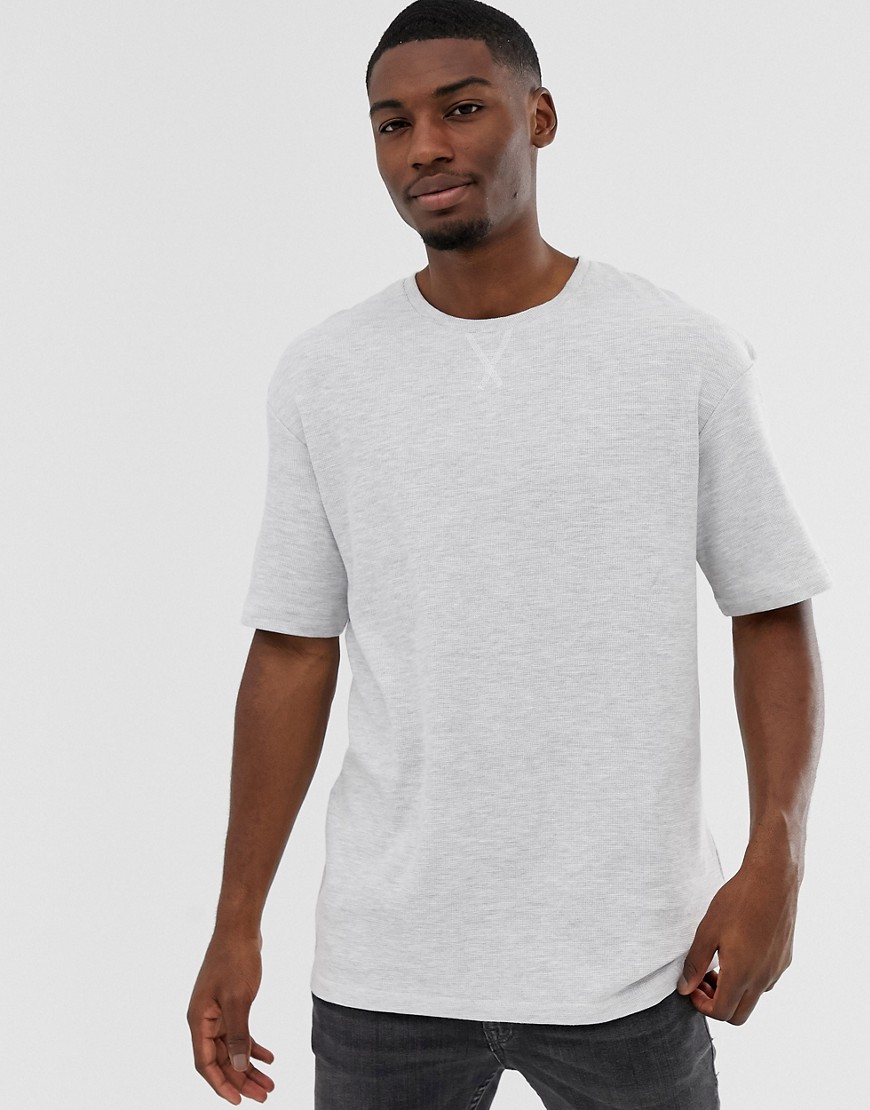Jack & Jones - Core - T-shirt con dettagli in piqué e spalle scivolate-Bianco